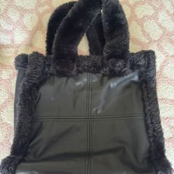Sherpa Tote Bag for Women Faux Fur Purse Handbag with Shearling Top Handles