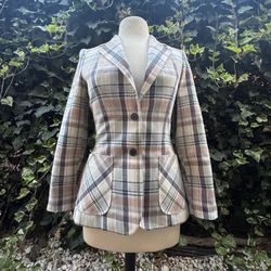 Vintage Plaid Blazer, Women’s Size 6, USA made, Union tag 