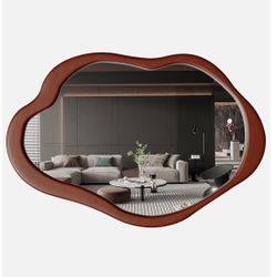 Osemy Irregular Wall Mirror in Walnut