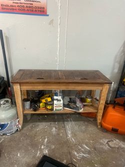 Rustic Wooden Bench with Lower Shelf