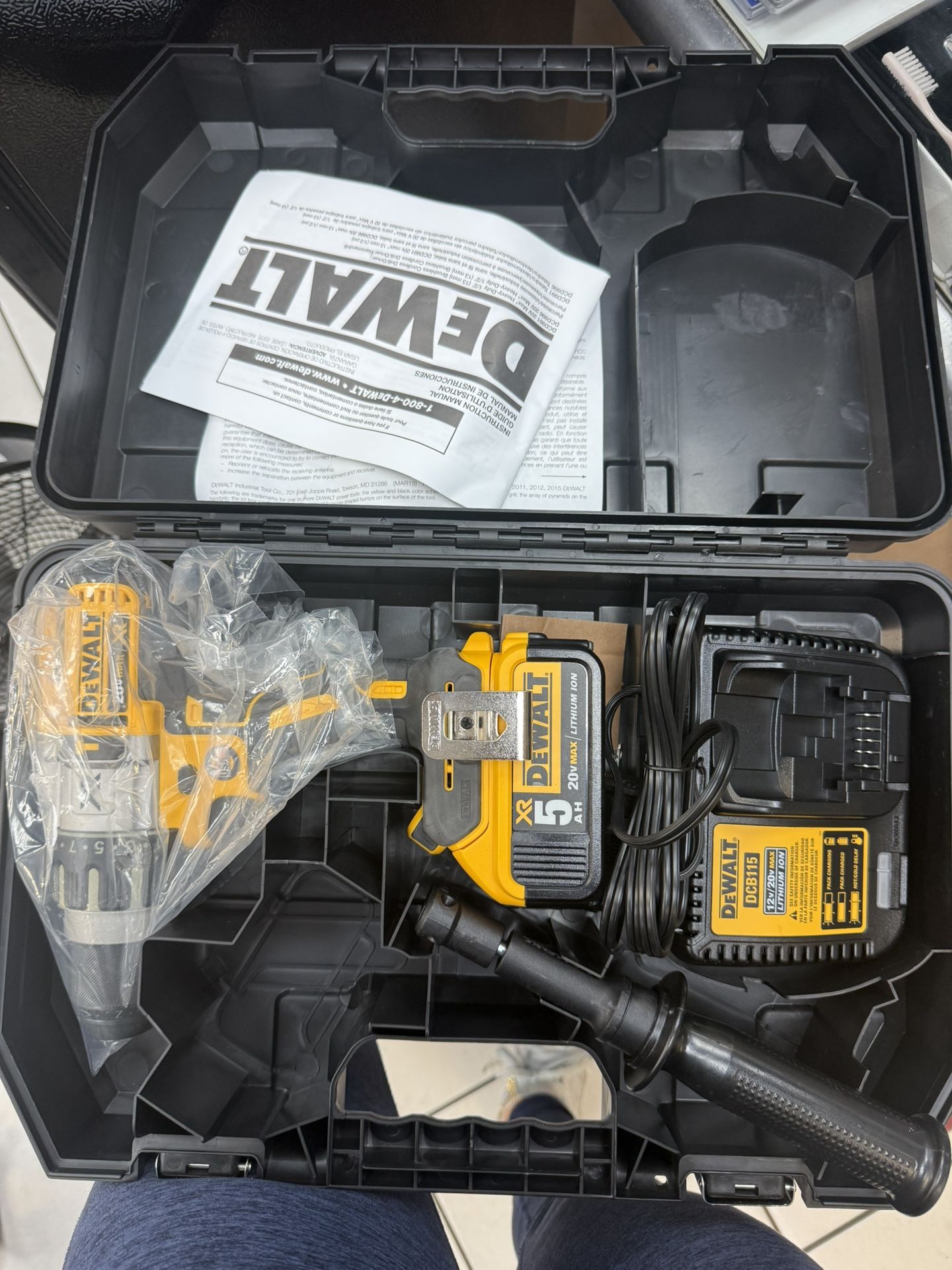 Dewalt XR Cordless Brushless Hammer Drill 1/2” With 5ah Battery , Charger And Hard Case New Never Used