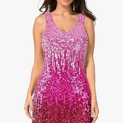 Short Beautiful light and dark pink dress