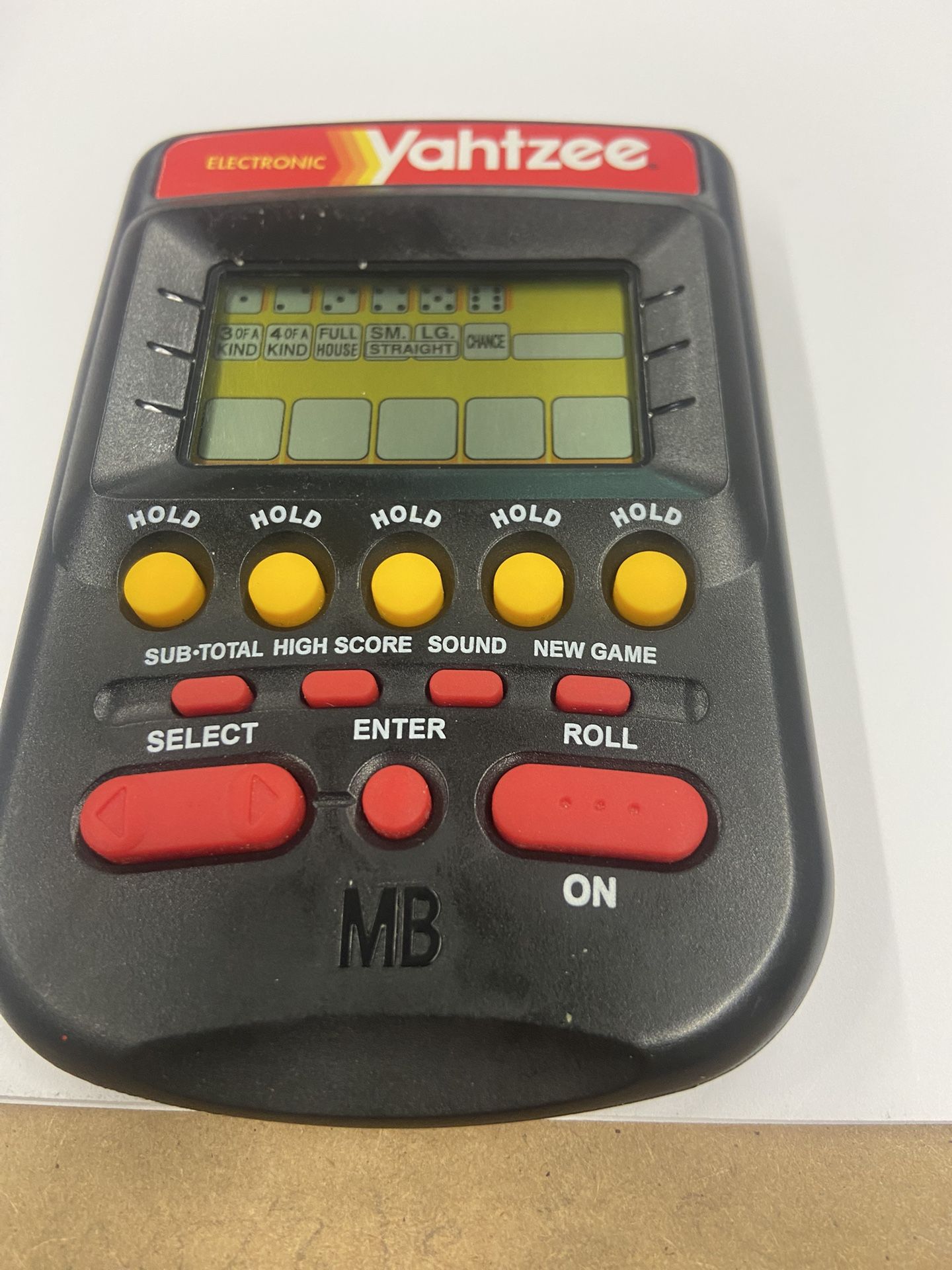 VTG Yahtzee Electronic Handheld Game 1995 Black Milton Bradley Tested & WORKS