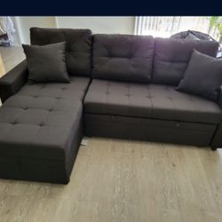 Brand New Sofa Pull Out Bed W/ Storage  Black Fabric $525 FREE LOCAL DELIVERY & SET UP ORDER HERE PAY UPON DELIVERY LITTLE SHOWROOM  NOT ALL ITEMS ON 