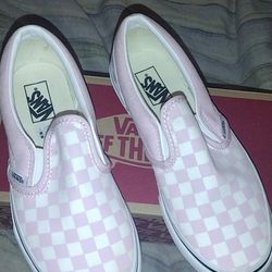 Pink And White Checkered Vans (Size3)