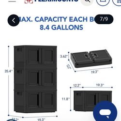 😀 FLEXIMOUNT ST7-BS3-TT 8.4 Gal Collapsible Plastic Storage Bins with Lids, 8.4 Gallon 3 Pack Stackable Storage Bins with Lids,Doors,Wheels,Collapsib