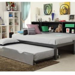 trundle bed with storage headboard