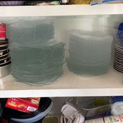 24 Dinner/dessert And Salad Clear Glass Dishes 