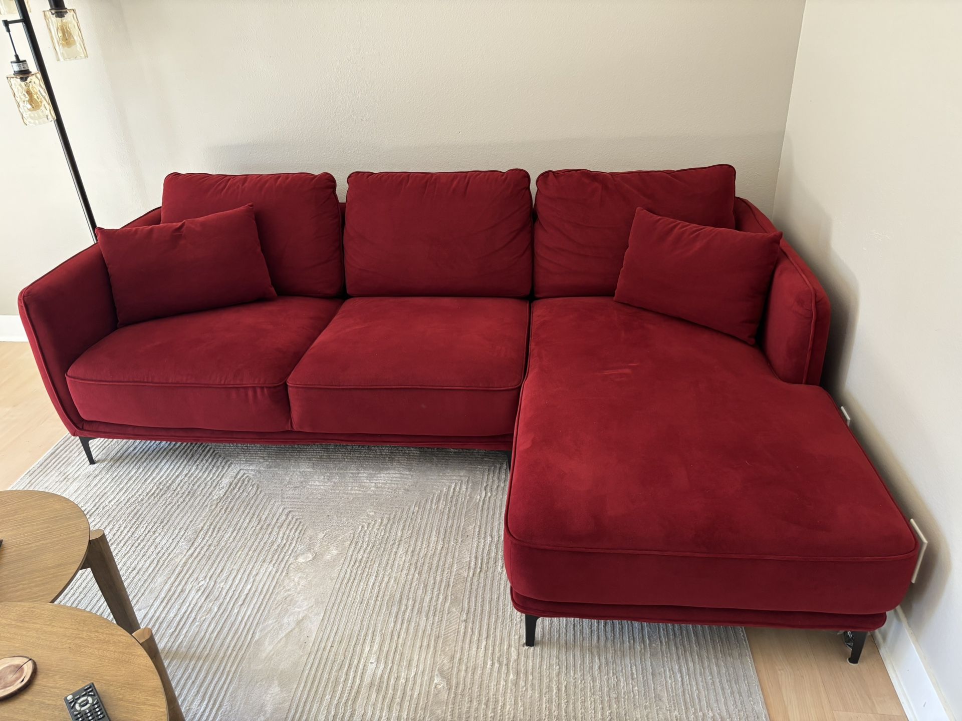 Two Piece Soho Burgandy Sofa w/ Chaise