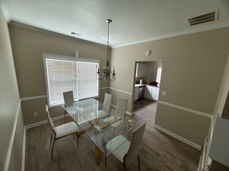 Glass Top Dining Table with 6 Chairs
