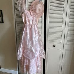 Costume Southern Belle Pink Dress And Hat 