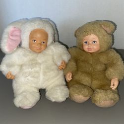 2 Anne Geddes Dolls 1 Bear And 1 Bunny 