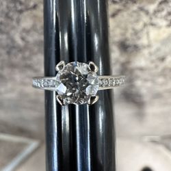 24k Engagement Diamond Ring Size 4 Natural .95 Ct 