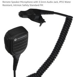 Motorola Original OEM PMMN4051 PMMN4051B Windporting Remote Speaker Microphone with 3.5mm Audio Jack, IP55 Water Resistant, Intrinsic Safety Standard 