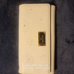 White Floral Swarovski Wallet 