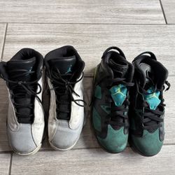 Nike Air Jordan 13 BG Birmingham Barons 414574-115 Size 6Y & Jordan 6 543390-043