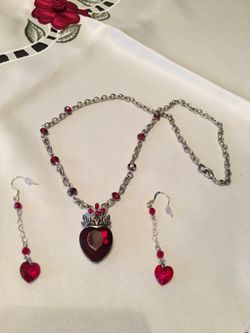 I'll give you my heart, Valentine heart necklace and earrings, Valentine Jewelry