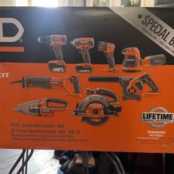 Ridgid 18v 8-tool Combo Kit 