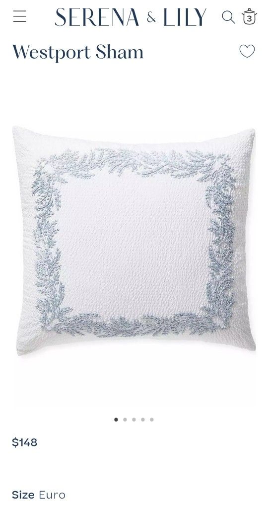 Westport EURO Shams- Serena And Lily- Starting at 70% Off Retail- Or Buy 3 Get 1 Free! (See Description For Pricing)