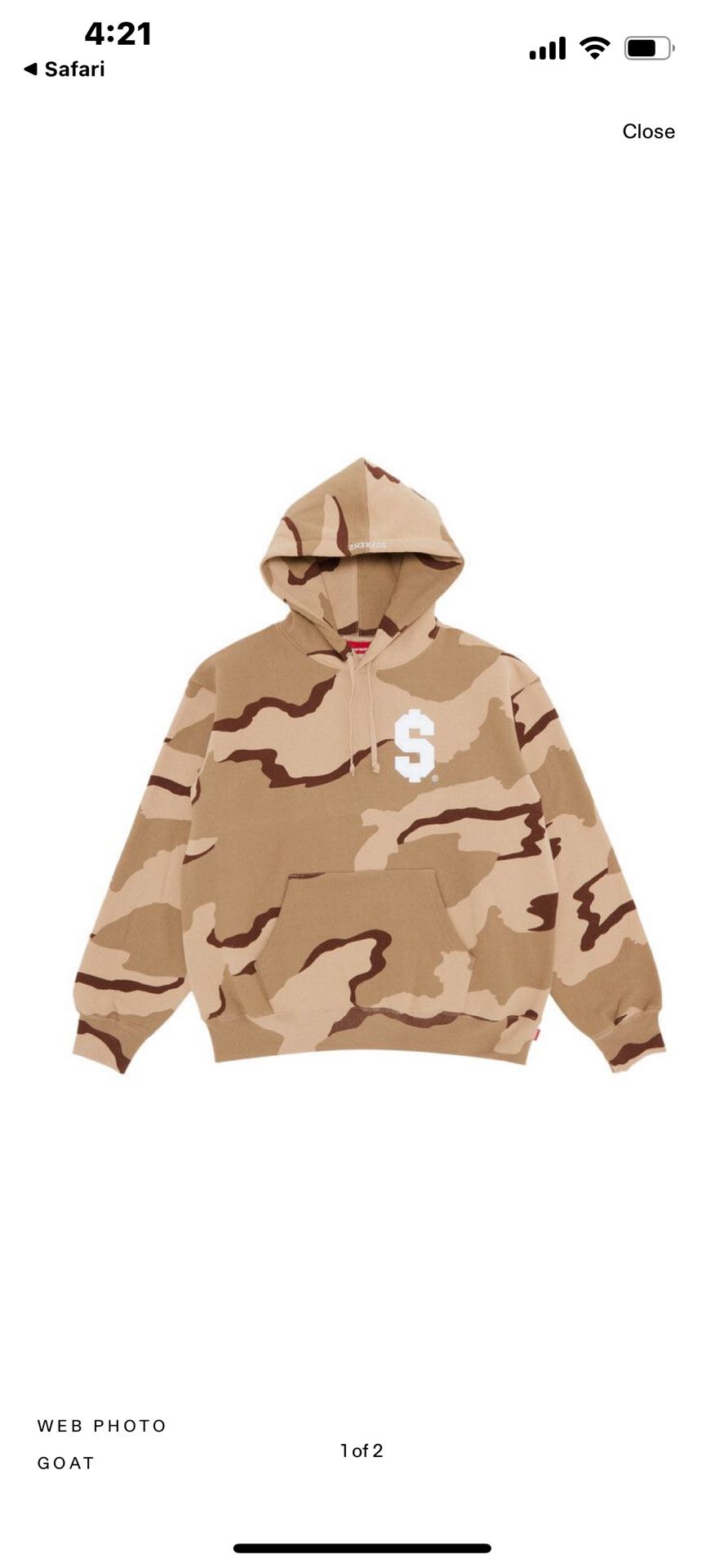 Supreme $ Hooded Sweatshirt Desert Camo Size M