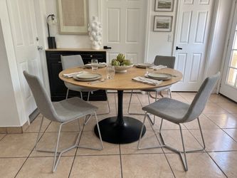 Set of 4 West Elm Gray Modern Upholstered Dining Chairs