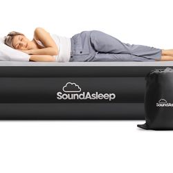 SoundAsleep Products Dream Series Luxury Air Mattress, ComfortCoil Technology, Built-in High Capacity Pump for Home, Camping- Double Height, Adjustabl