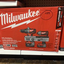 Milwaukee New  Kit Hammer Drill And Impact Brushless , Batteries And Charger 