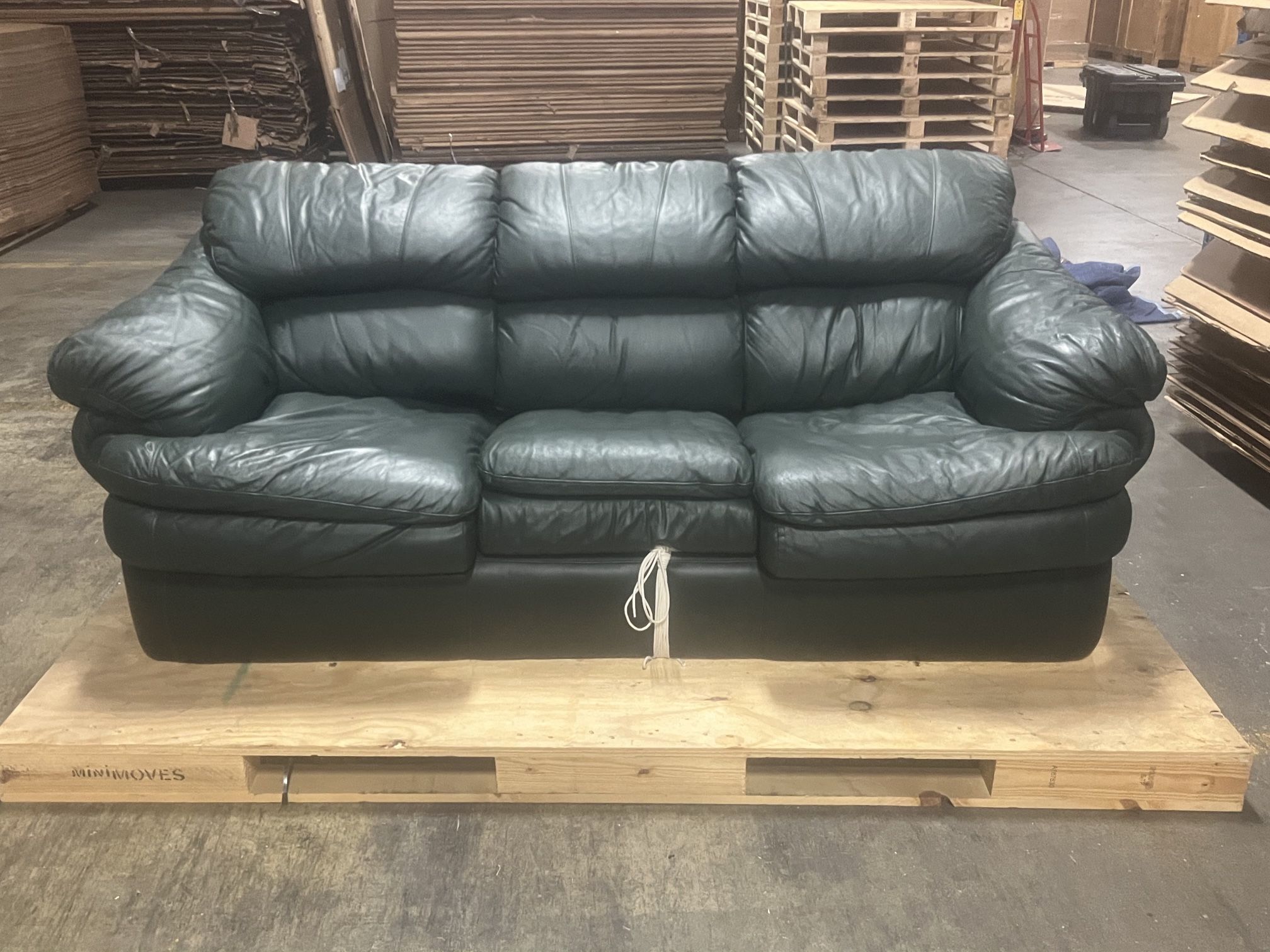 Green Leather Sleeper Sofa – Good Shape!