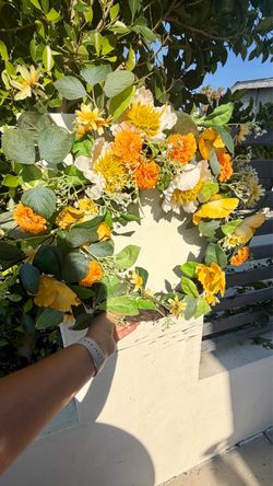 Wreath of Roses and Yellow Flowers