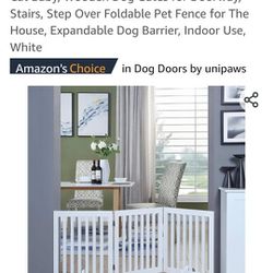 24”H Free Standing Pet Gate for Dog Cat Baby, Wooden Dog Gates for Doorway, Stairs