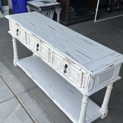 WEATHERED PINE RUSTIC FARMHOUSE COUCH TABLE, ENTRY PIECE, CONSOLE OR CREDENZA 