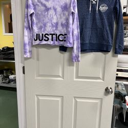 Lot of 2 Justice Girls Purple Tie Dye and Purple Sweatshirts - Size 8/10 - VGUC