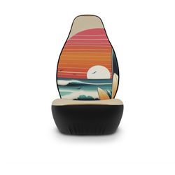 Vintage Surf Car Seat Covers - Sunset Vibe for Beach Lovers