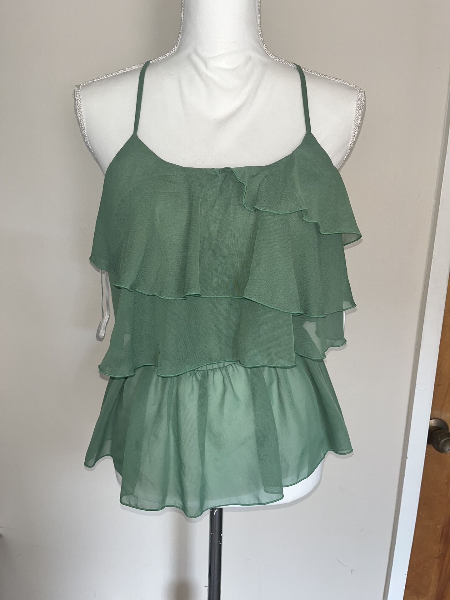 Cute Green Three Tiered Halter Top Size Small