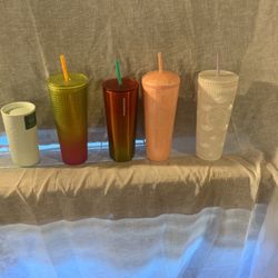 Starbucks bundle 4 large tumblers 1 ceramic coffee cup all new
