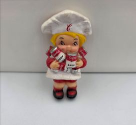 Vintage 1993 Campbell's Soup Girl Refrigerator Magnet Plastic Multicolor 3"