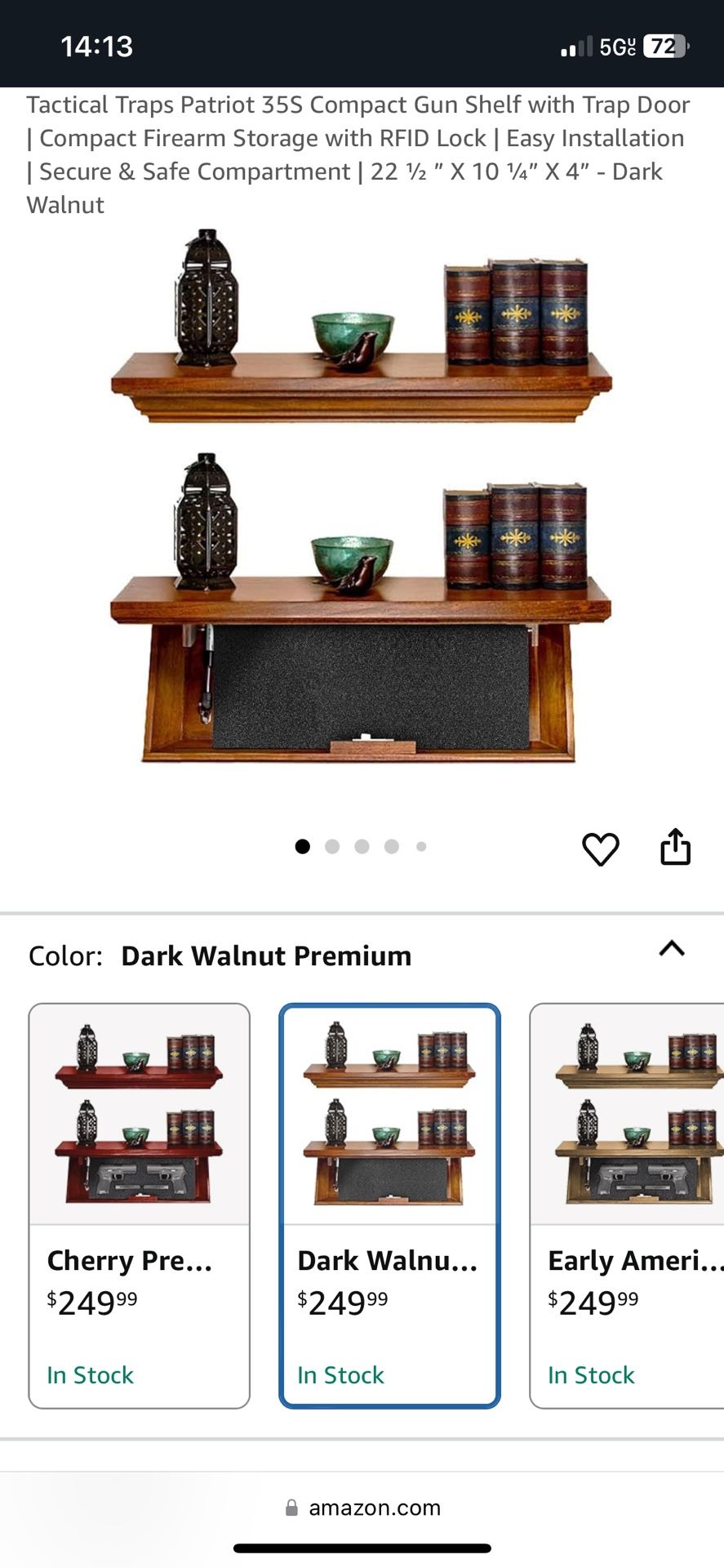 Tactical Traps Patriot 35S Compact Gun Shelf with Trap Door | Compact Firearm Storage with RFID Lock | Easy Installation | Secure & Safe Compartment |