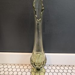 Vintage Fenton Green Thumb Print Swung Vase 