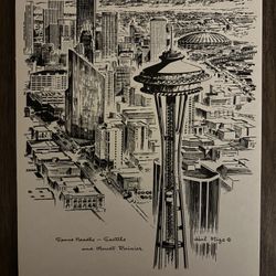Vintage Hal Mize Card Of Space Needle