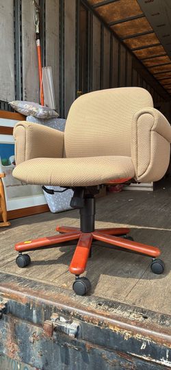 Upholstered Office Chair with Wood Base