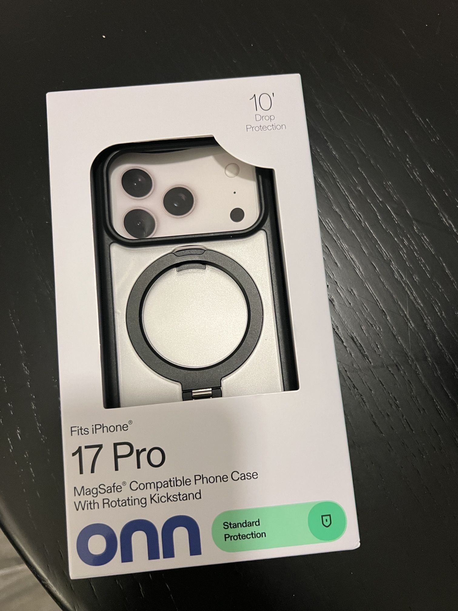 onn MagSafe Compatible Phone Case with Kickstand for iPhone 17 Pro - Black/Frosted Clear