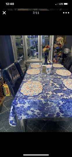 Beautiful mirror Dinning table & 6 blue chairs $1000
