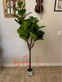 5ft Faux Artificial Fiddle Leaf Fig Green/Black