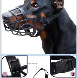 Dog Muzzle, Breathable Basket Muzzles for Small, Medium, Large and X-Large Dogs, Stop Biting, Barking and Chewing (M - Border Collie, Black)
