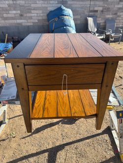 Wood End Table with Drawer and Shelf