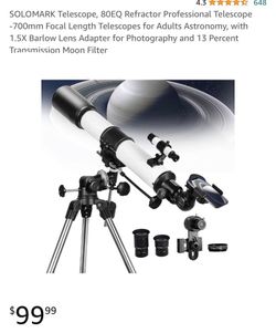 Telescopes for Adults, 70mm Aperture 400mm AZ Mount, Telescope for Kids Beginners, Fully Multi-Coated Optics, Astronomy Refractor Telescope Portable T