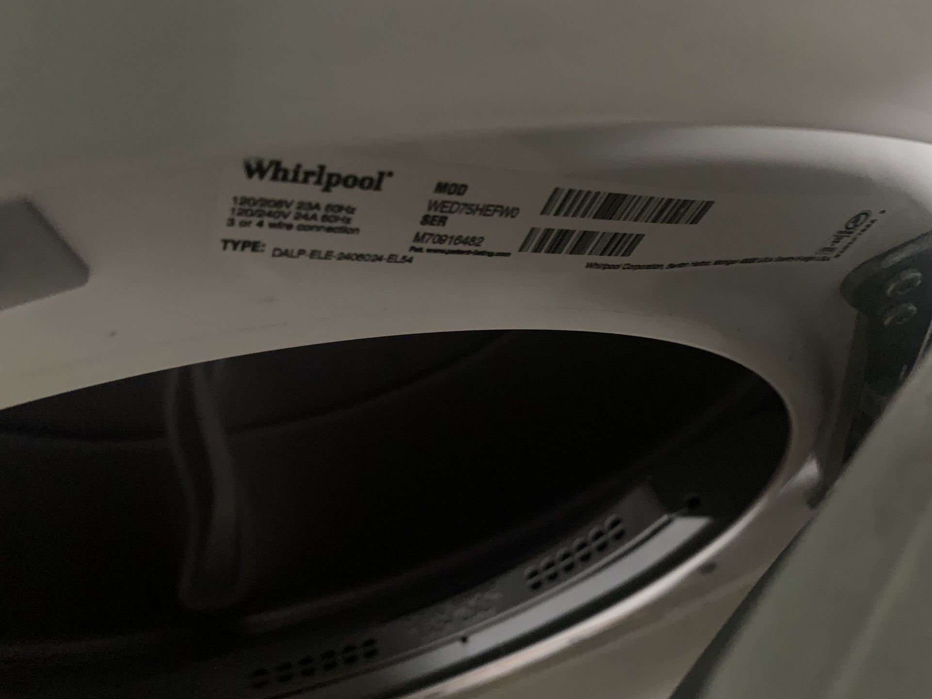 Whirlpool Washer and Dryer.
