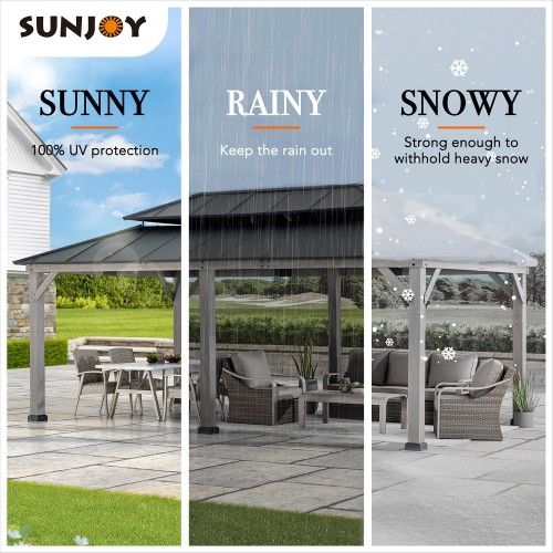 12x14 Gazebo Sunjoy Fenwick 12ft x 14ft Black Metal Rectangle
