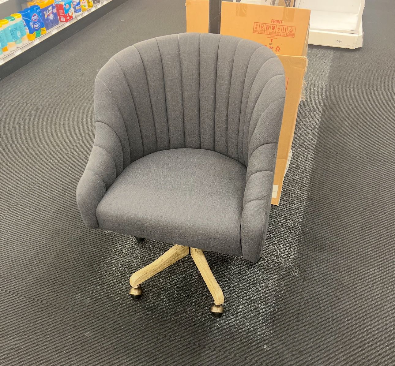 2 Gray Height Adjustable Task Rolling Chairs Upholstered New