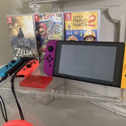 Adult Owned! Super Mario Bundle Nintendo Switch 2 extra JoyCons,  Mario Party Superstars, Zelda Breath of the Wild, Super Mario Odyssey and More! 